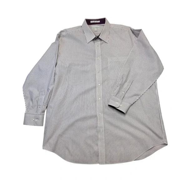 white christmas dresses Non-Iron Cotton Stripe Dress Shirt with Contrast Trim